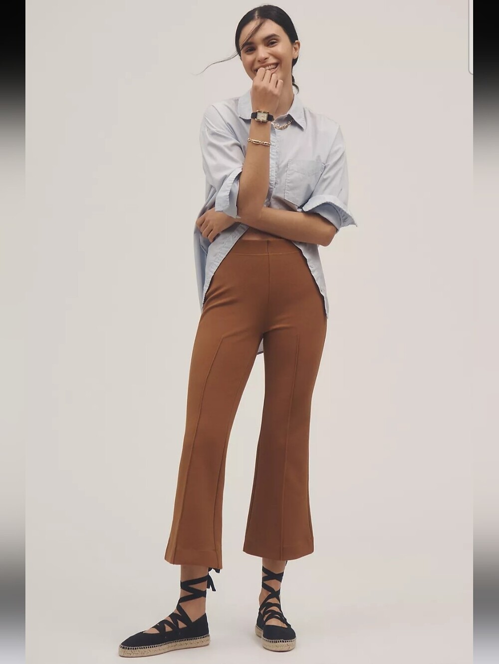 Maeve The Margot Kick-Flare Crop Pants by Maeve: Textured Edition